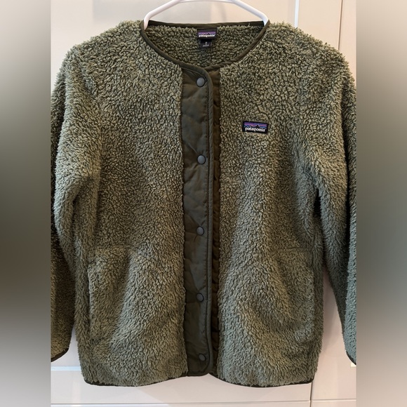 Patagonia Girls Los Gatos Fleece Cardigan Garden Green - Picture 6 of 16